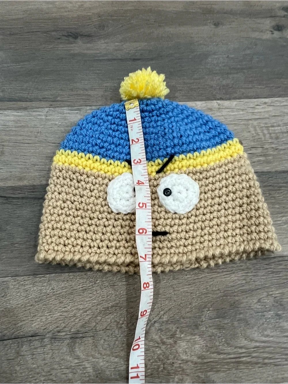 Handmade Kids Character Beanie Hat - Blue, Yellow, Tan